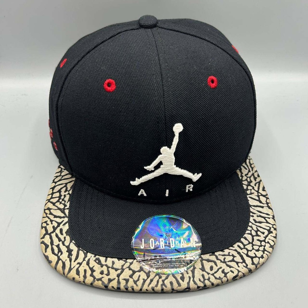 Air Jordan Hat Men Black Cement Elephant Embroidered Jumpman Strap Back Cap